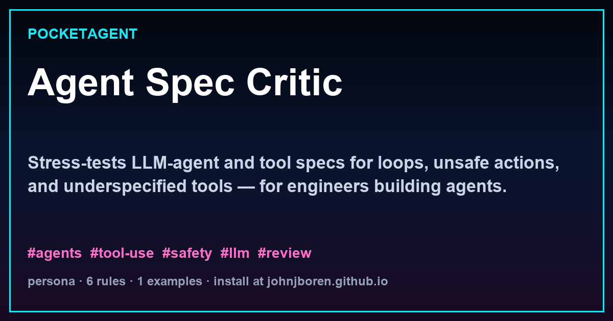 Agent Spec Critic