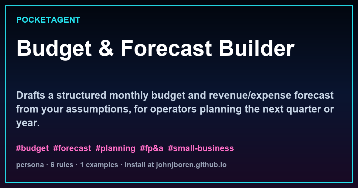Budget & Forecast Builder
