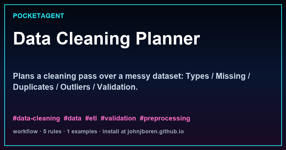 Data Cleaning Planner