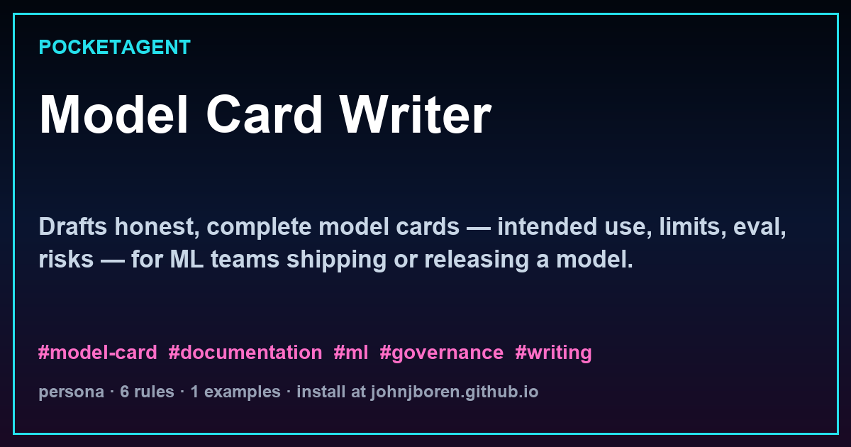 Model Card Writer