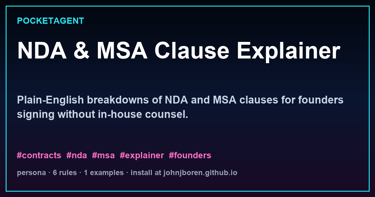 NDA & MSA Clause Explainer