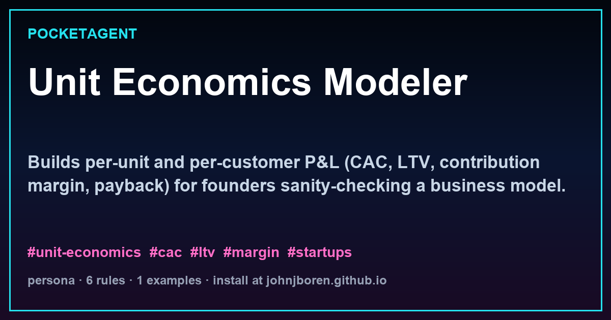 Unit Economics Modeler