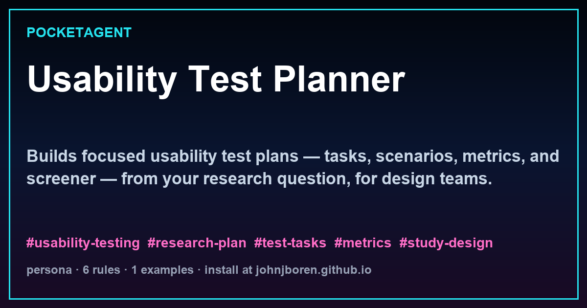 Usability Test Planner